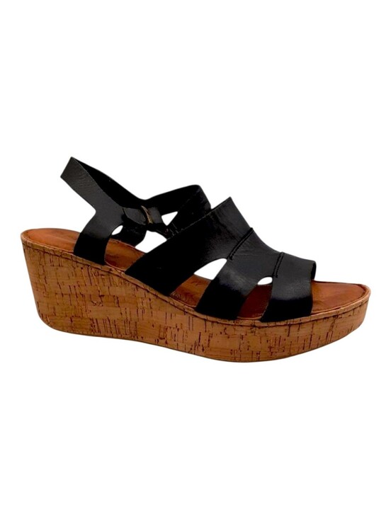 Born Shoes - Born Leather Platform Wedge Sandals Black Size 10 US 42 EU